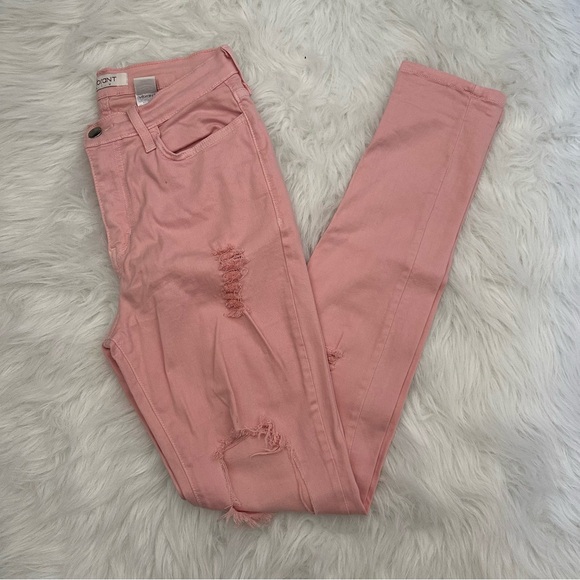 Vibrant Women’s Distressed High Waisted Stretch Pants Pink Size 9/W28 - Picture 1 of 3